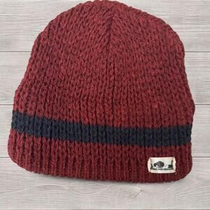 Knit Burgundy and Navy Beanie - ONE SIZE